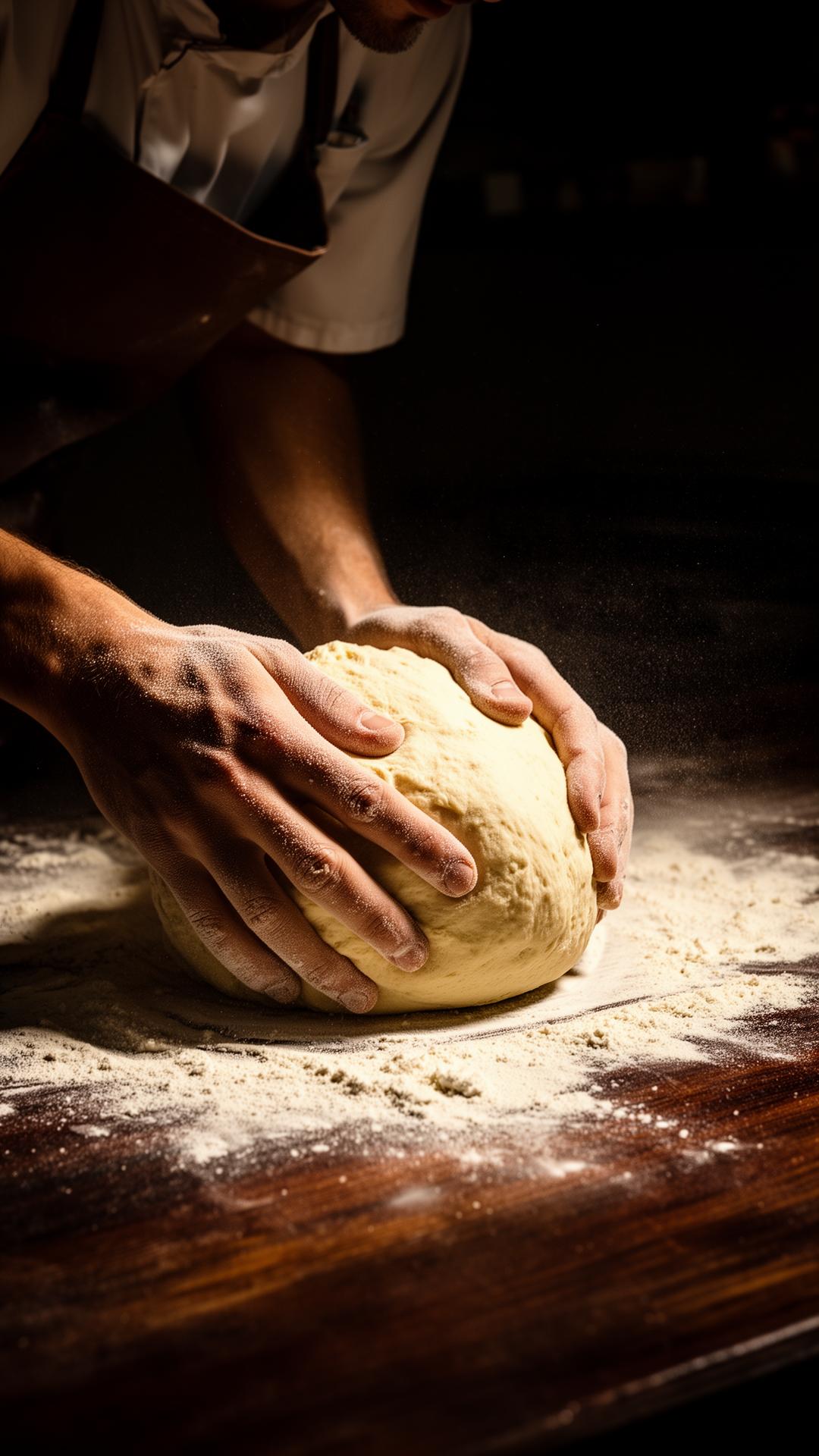 Le mani di Biagio impastano la pizza